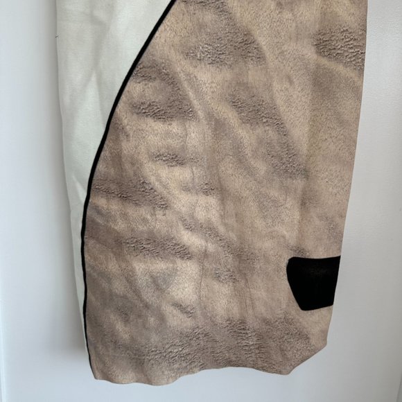 Akris Punto Sleeveless Sheath Mini Dress SZ 4 Beige White Cap Sleeves Scoop Back - Picture 7 of 10